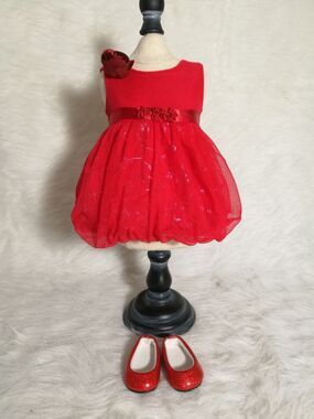 American Girl Sparkle Party Dress Rosy Red Outfit Sparkly Red Rose Dress 2013